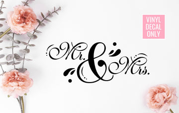 Mr. & Mrs. decal - Permanent Vinyl Decal for Glass, Metal, Wood Signs, and other Smooth Surfaces
